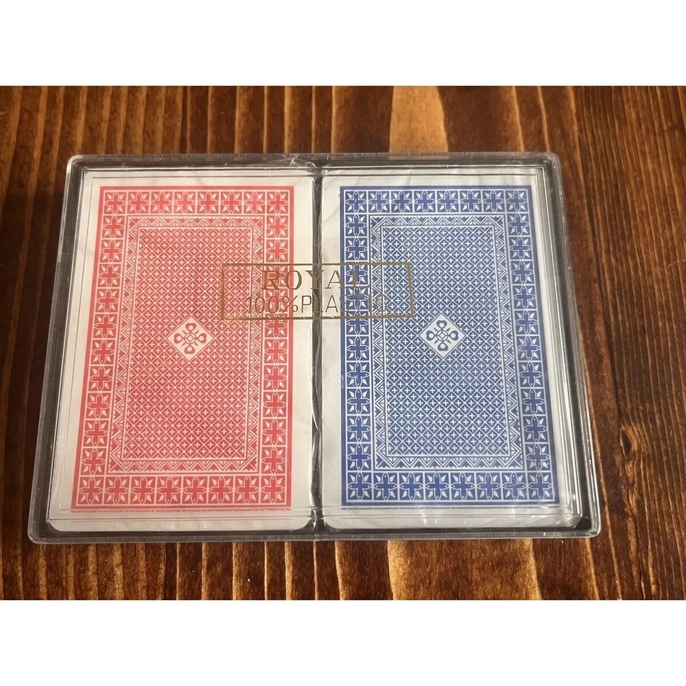Vintage Royal Double Deck 100% All Plastic Playing Cards‎ in Case 2 Sealed Decks